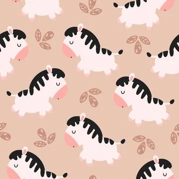 Cute zebras seamless pattern Stock Illustration