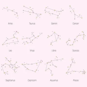 Cute zodiac constellation set Stock Illustration