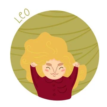 Cute zodiac sign - Leo. Vector illustration. Stock Illustration