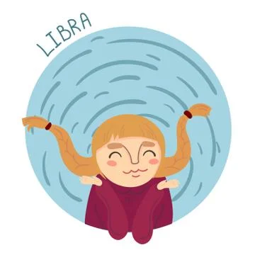 Cute zodiac sign - Libra. Vector illustration. Stock Illustration