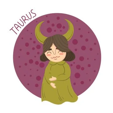 Cute zodiac sign - Taurus. Vector illustration. Stock Illustration