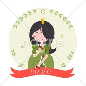 Cute zodiac sign - Virgo Stock Illustration