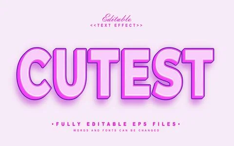 Cutest pink text effect Stock Illustration