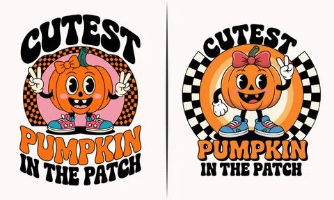 Cutest pumpkin in the patch t shirt design halloween fall kids cute pumpkin.. 스톡 일러스트