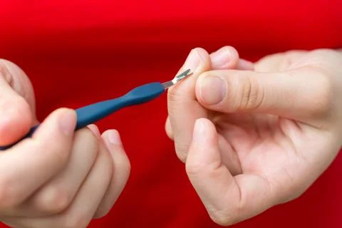 Cuticle removal close-up Stock Photos