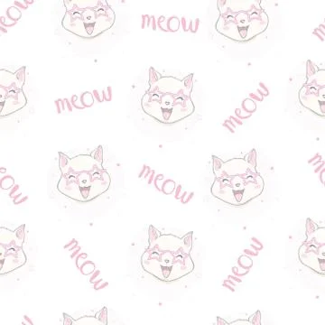 Cutie cat seamless pattern Stock Illustration