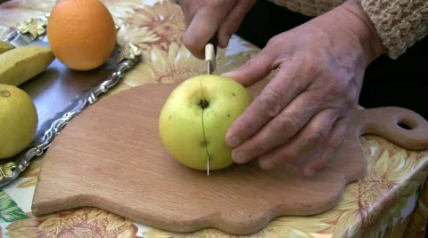 Cuting Apple Stock Footage 562255
