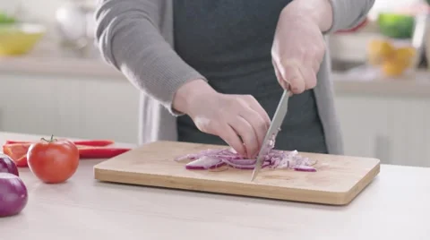 Cuting Onion Stock Footage 46477913
