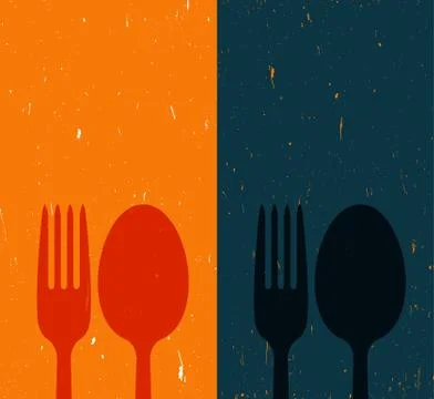 Cutlery on abstract background Stock Illustration
