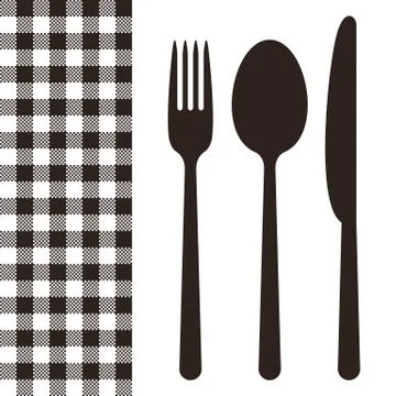 Cutlery and tablecloth pattern Stock Illustration