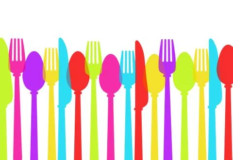 Cutlery Background Colours (Spoon, Fork, Knife), Stock Vector Illustration Stock Illustration