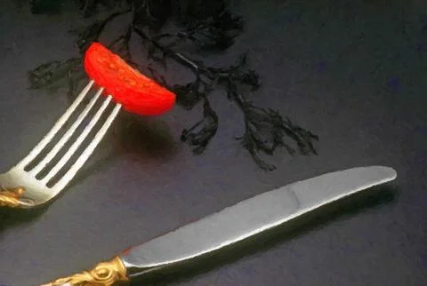 Cutlery on black background Stock Illustration