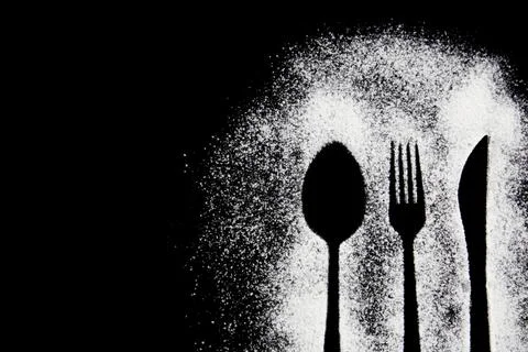 Cutlery on black background Foto stock