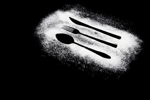 Cutlery on black background Stock Photos