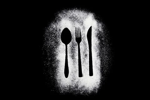 Cutlery on black background Stock Photos