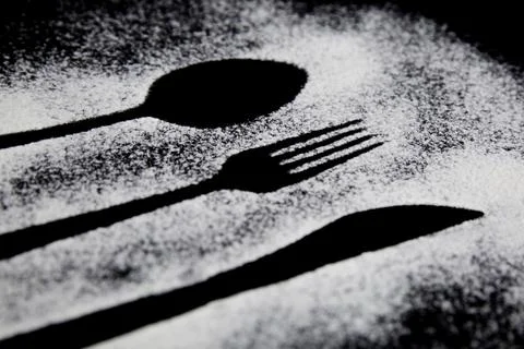 Cutlery on black background Stock Photos