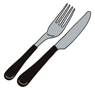 Cutlery with black handle Stock Illustration