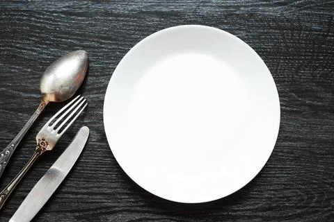 Cutlery On Dark Stock Photos