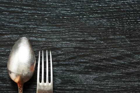 Cutlery On Dark Stock Photos