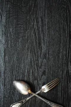 Cutlery On Dark Stock Photos
