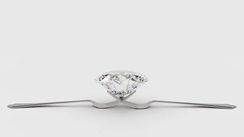 Cutlery with diamond. 3d rendering Stock Illustration