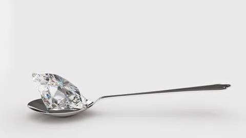Cutlery with diamond. 3d rendering Stock Illustration