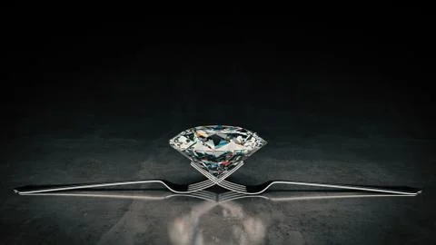 Cutlery with diamond. 3d rendering Stock Illustration