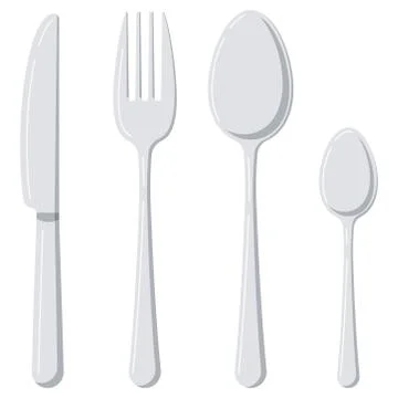 Cutlery flat design icon set isolated on white background. Stock Illustration