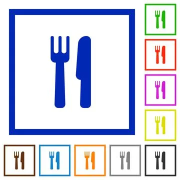 Cutlery flat framed icons イラスト素材