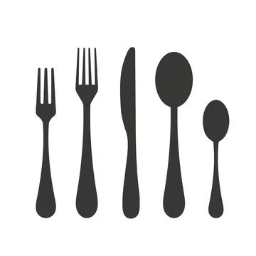 Cutlery fork and spoon vector silhouette icon. isolated object. Stock-Illustration