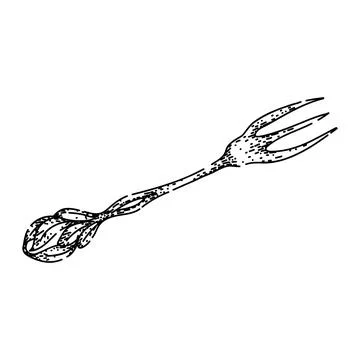 Cutlery fork engraved silver sketch hand drawn vector Stock Illustration