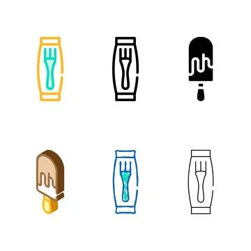 Cutlery fork in pack color icon vector minimal Stock Illustration