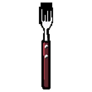 Cutlery fork pixel art vector illustration Stock Illustration