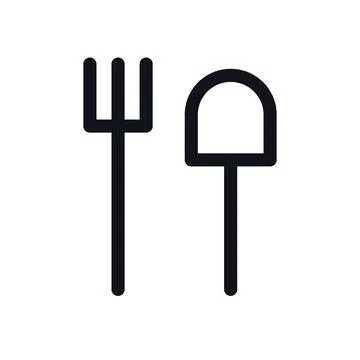 Cutlery Fork Spoon Black White Line Icon Editable Stroke Vector Symbol Stock Illustration