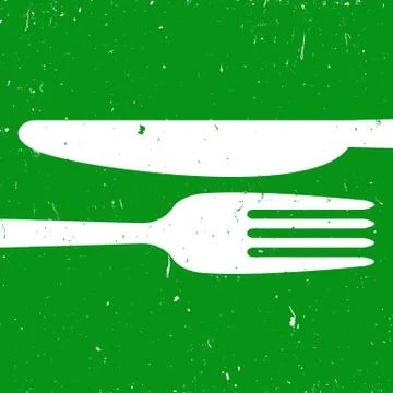 Cutlery on green background Stock Illustration