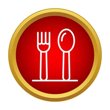 Cutlery icon representing fork and spoon for dining Stock Illustration