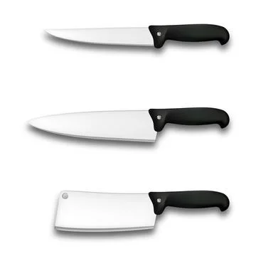 Cutlery icon set - vector realistic kitchen knives isolated. Design template  Stock Illustration