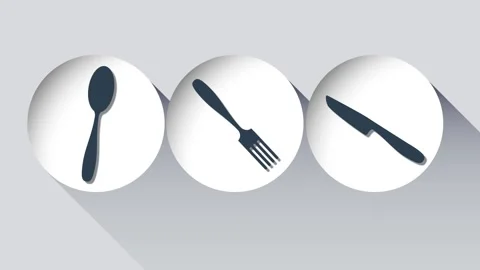 Cutlery icons of a spoon, fork, and knife Vidéo 338384702