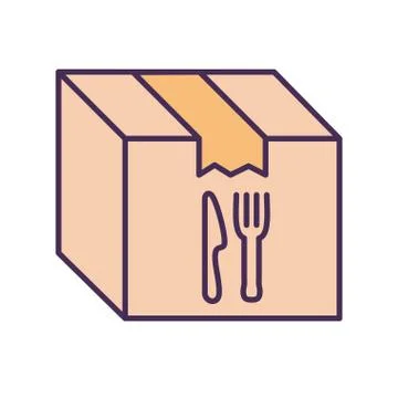 Cutlery inside box line and fill style icon vector design Illustrazione stock