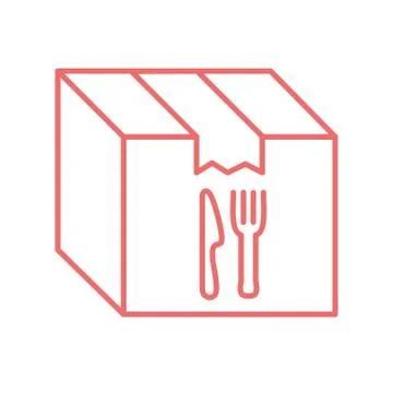 Cutlery inside box line style icon vector design Illustrazione stock
