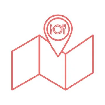 Cutlery inside gps mark and map line style icon vector design Stock Illustration