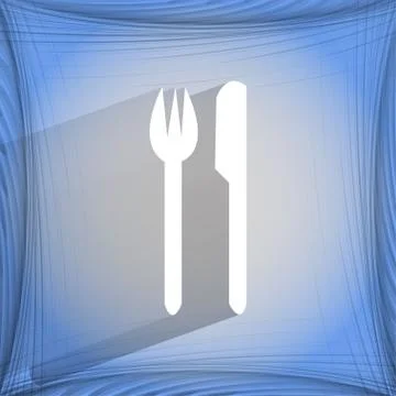 Cutlery, knife, fork Flat modern web design on a flat geometric abstract back Stock Illustration