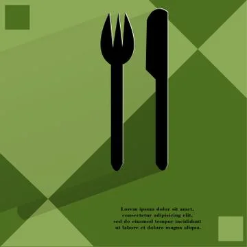 Cutlery, knife, fork. Flat modern web design on a flat geometric abstract backgr Stock Illustration