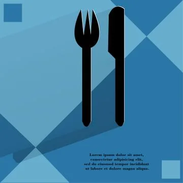 Cutlery, knife, fork. Flat modern web design on a flat geometric abstract backgr Stock Illustration
