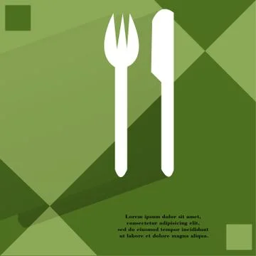 Cutlery, knife, fork. Flat modern web design on a flat geometric abstract backgr Stock Illustration