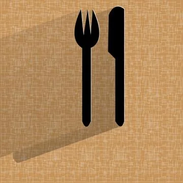 Cutlery, knife, fork. Flat modern web design on a flat geometric abstract backgr Stock Illustration