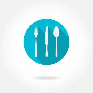 Cutlery: knife, fork, spoon. Vector icon or sign. Restaurant design element. Stock Illustration