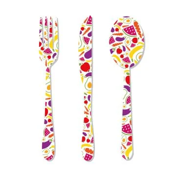 Cutlery with pattern Stock Illustration