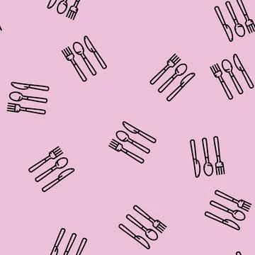 Cutlery plastic line seamless pattern Illustrazione stock