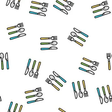 Cutlery plastic vector seamless pattern Stock Illustration